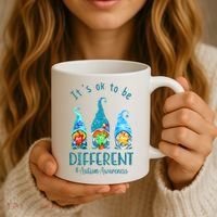 It's Ok To Be Different Autism Awareness Gnome Coffee Mug thumb 3