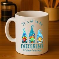 It's Ok To Be Different Autism Awareness Gnome Coffee Mug thumb 4