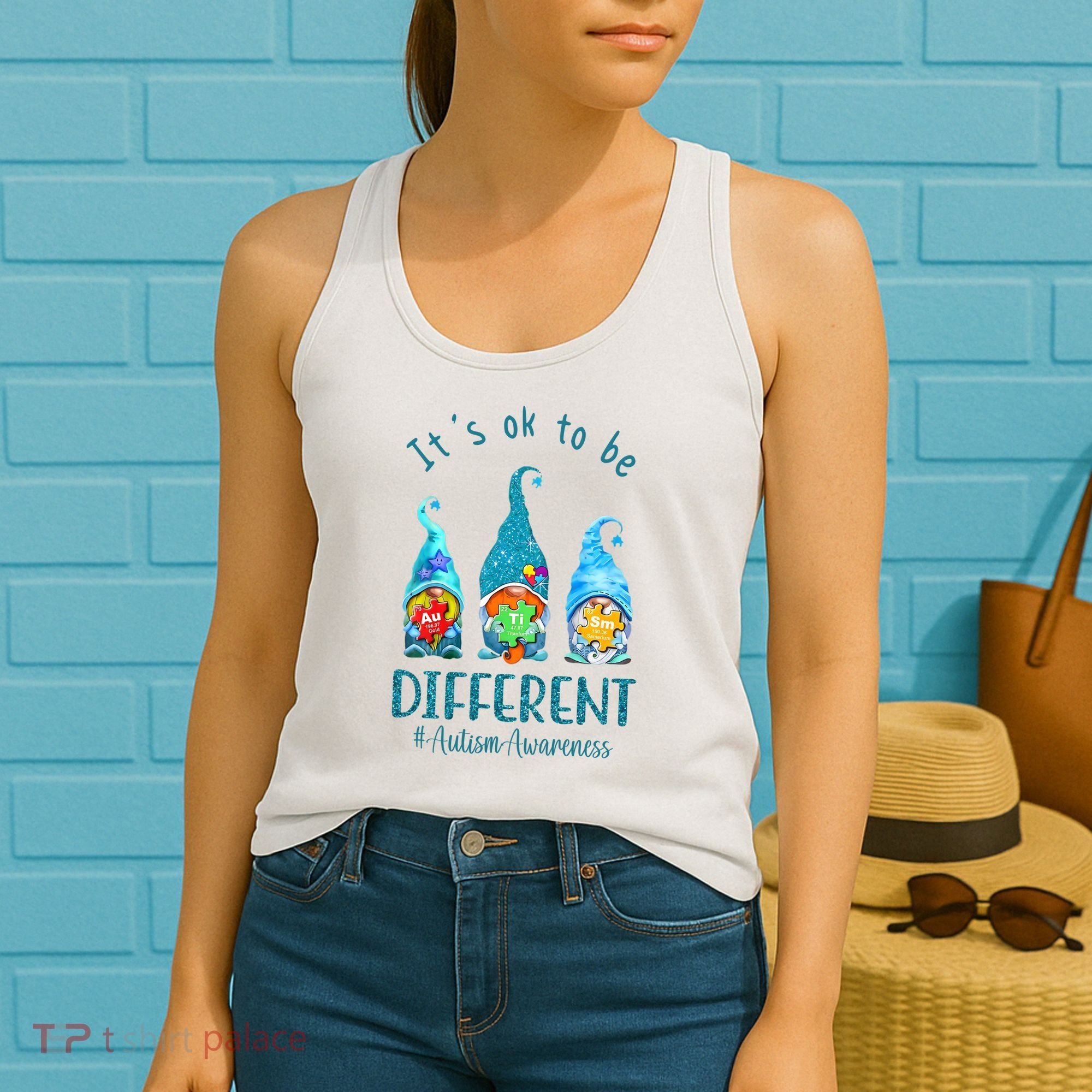 It's Ok To Be Different Autism Awareness Gnome Women's Tank Top