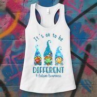 It's Ok To Be Different Autism Awareness Gnome Women's Tank Top thumb 3