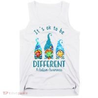 It's Ok To Be Different Autism Awareness Gnome Tank Top thumb 0