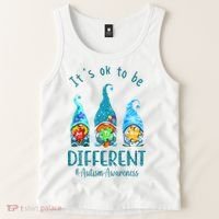 It's Ok To Be Different Autism Awareness Gnome Tank Top thumb 2