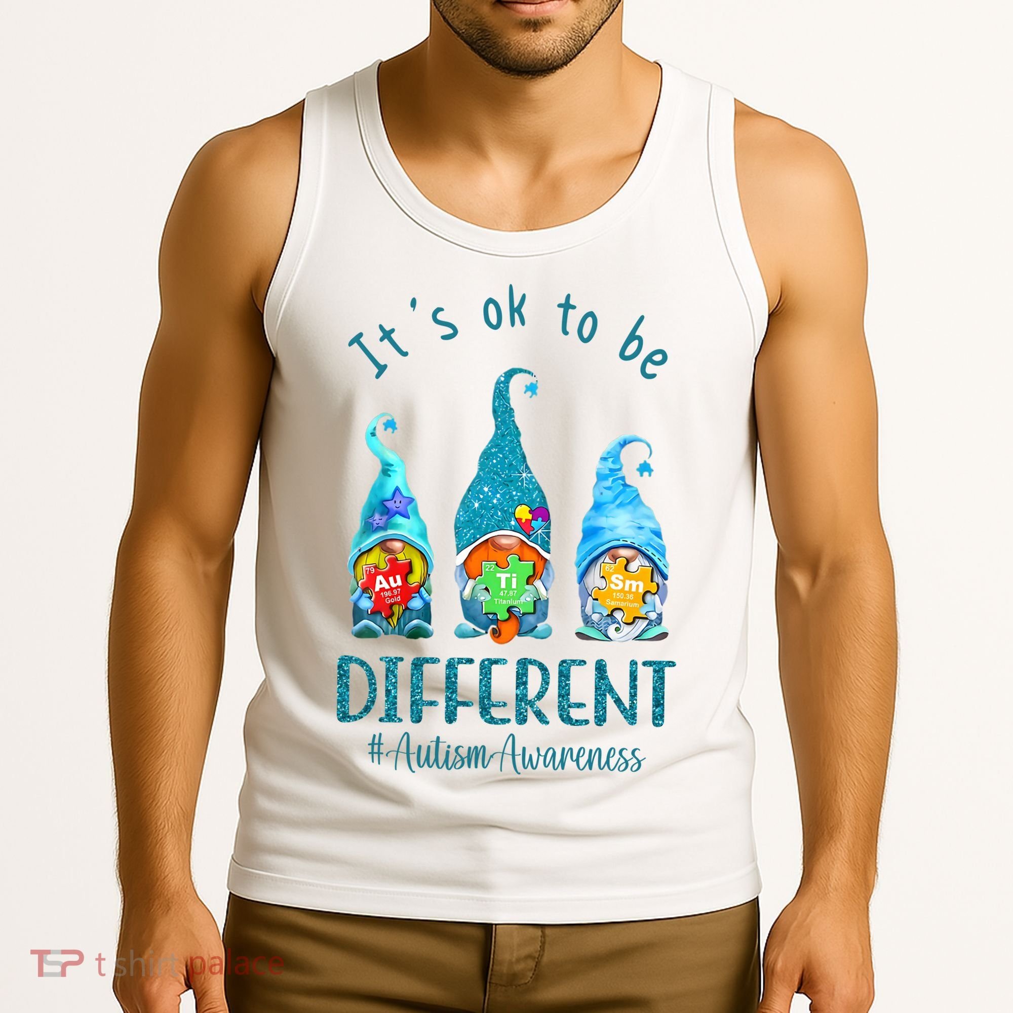 It's Ok To Be Different Autism Awareness Gnome Tank Top