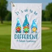 It's Ok To Be Different Autism Awareness Gnome Golf Towel thumb 1