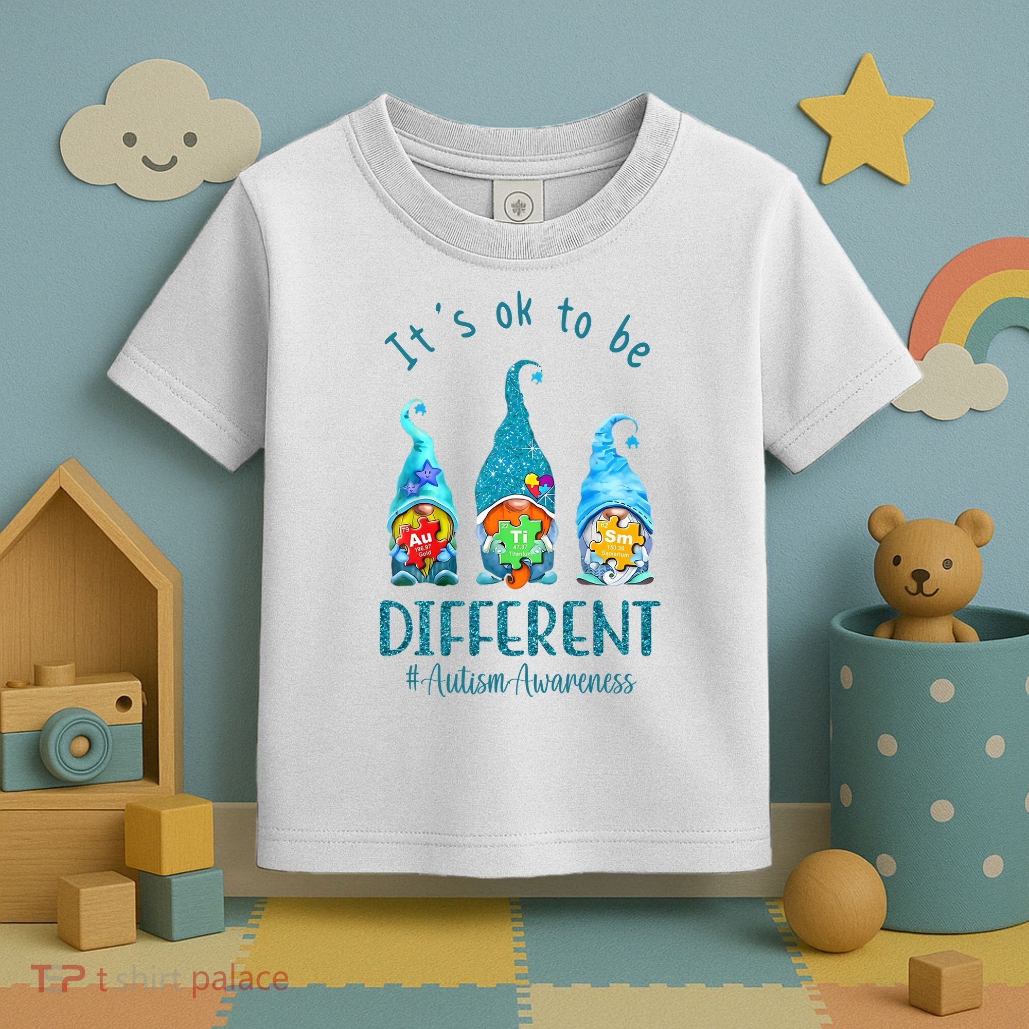 It's Ok To Be Different Autism Awareness Gnome Toddler T-Shirt