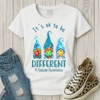 It's Ok To Be Different Autism Awareness Gnome Women's T-Shirt thumb 3