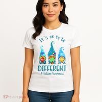 It's Ok To Be Different Autism Awareness Gnome Women's T-Shirt thumb 4