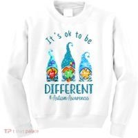 It's Ok To Be Different Autism Awareness Gnome Kids Sweatshirt thumb 0
