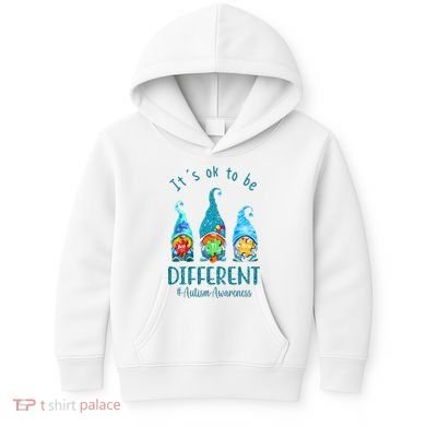 It's Ok To Be Different Autism Awareness Gnome Kids Hoodie