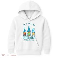 It's Ok To Be Different Autism Awareness Gnome Kids Hoodie thumb 0