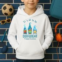 It's Ok To Be Different Autism Awareness Gnome Kids Hoodie thumb 2