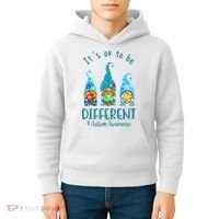It's Ok To Be Different Autism Awareness Gnome Kids Hoodie thumb 4