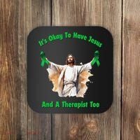 Its Ok To Have Jesus And A Therapist Too Coaster thumb 0