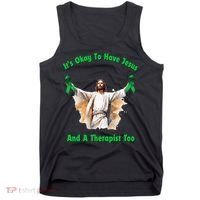 Its Ok To Have Jesus And A Therapist Too Tank Top thumb 0