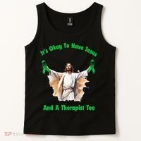 Its Ok To Have Jesus And A Therapist Too Tank Top thumb 2