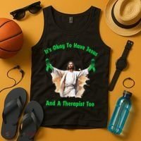 Its Ok To Have Jesus And A Therapist Too Tank Top thumb 4