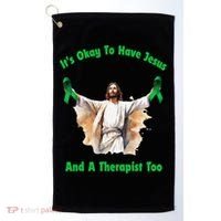 Its Ok To Have Jesus And A Therapist Too Golf Towel thumb 0