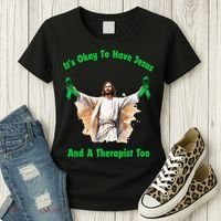 Its Ok To Have Jesus And A Therapist Too Women's T-Shirt thumb 3
