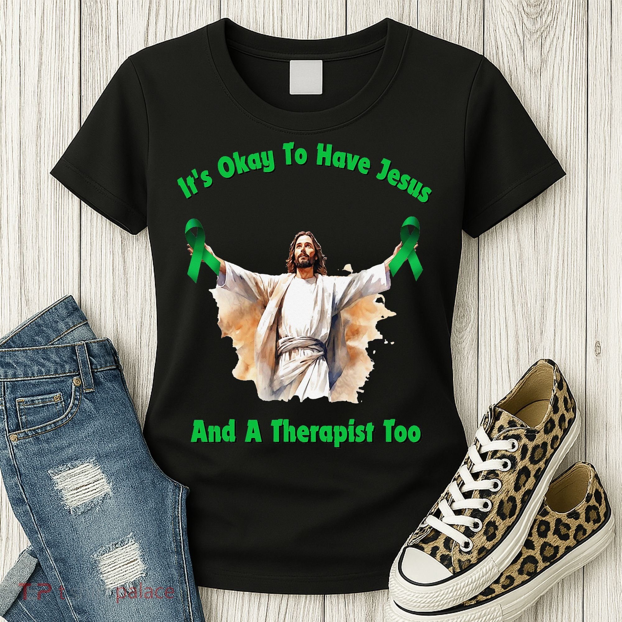 Its Ok To Have Jesus And A Therapist Too Women's T-Shirt