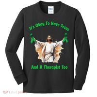 Its Ok To Have Jesus And A Therapist Too Kids Long Sleeve Shirt thumb 0
