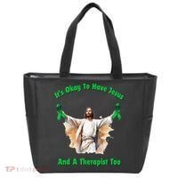 Its Ok To Have Jesus And A Therapist Too Tote Bag thumb 0