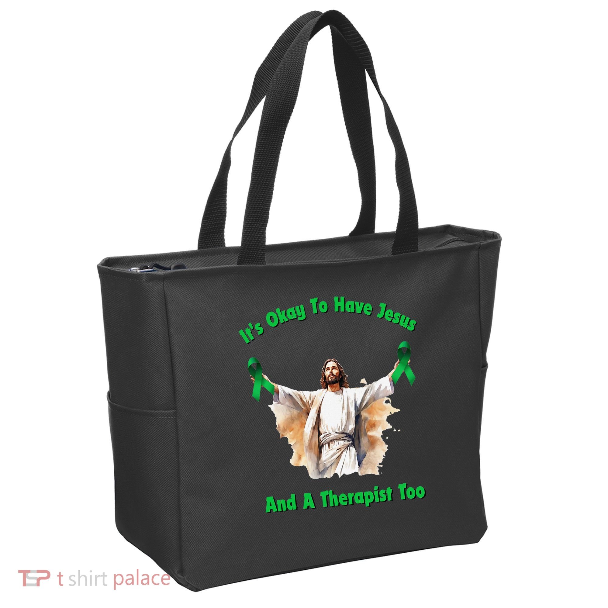 Its Ok To Have Jesus And A Therapist Too Tote Bag