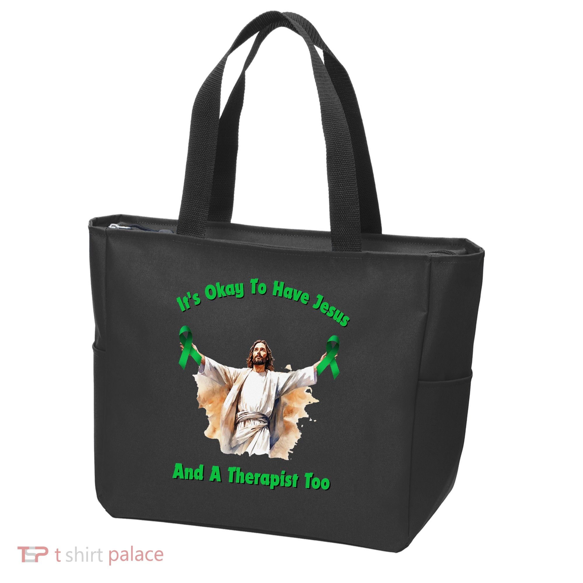 Its Ok To Have Jesus And A Therapist Too Tote Bag