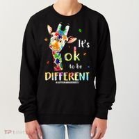 It's Ok To Be Different Autism Awareness Puzzle Giraffe Women's Sweatshirt thumb 0