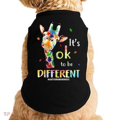 It's Ok To Be Different Autism Awareness Puzzle Giraffe Doggie Tank