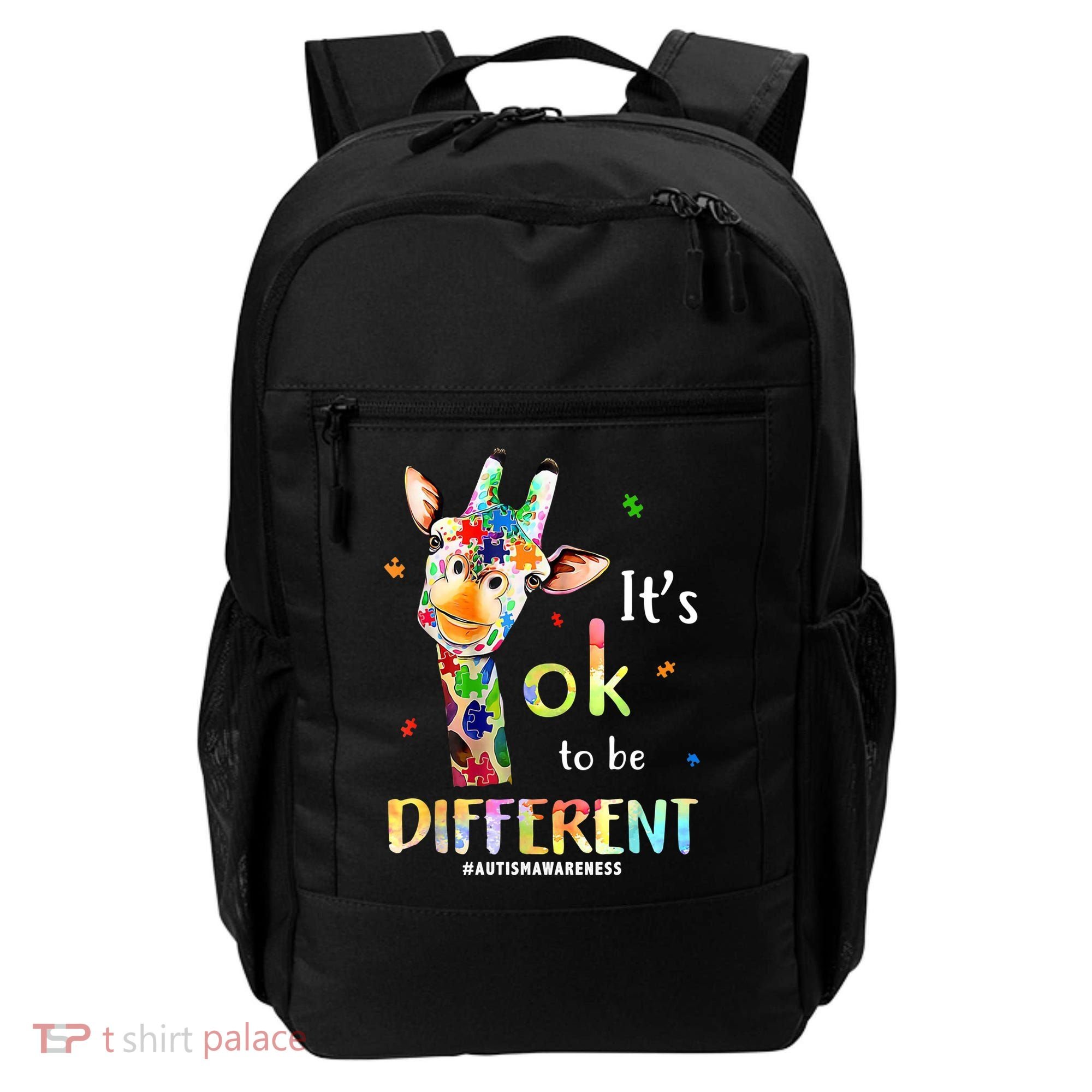 It's Ok To Be Different Autism Awareness Puzzle Giraffe Backpack