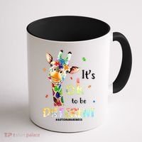 It's Ok To Be Different Autism Awareness Puzzle Giraffe Coffee Mug thumb 1