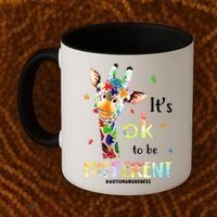 It's Ok To Be Different Autism Awareness Puzzle Giraffe Coffee Mug thumb 2