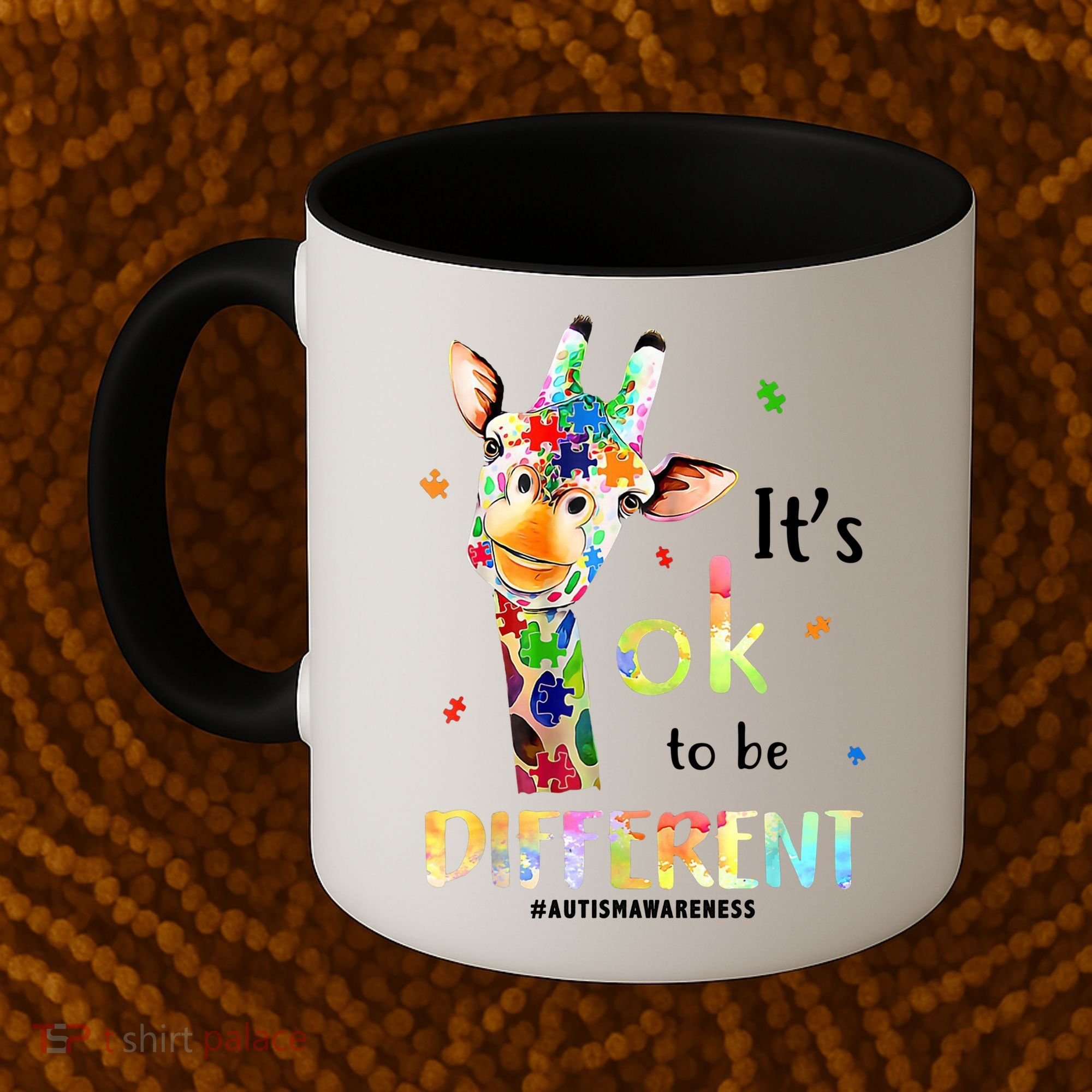 It's Ok To Be Different Autism Awareness Puzzle Giraffe Coffee Mug