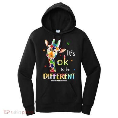 It's Ok To Be Different Autism Awareness Puzzle Giraffe Women's Hoodie