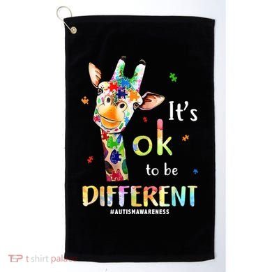 It's Ok To Be Different Autism Awareness Puzzle Giraffe Golf Towel