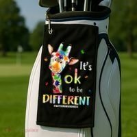 It's Ok To Be Different Autism Awareness Puzzle Giraffe Golf Towel thumb 2