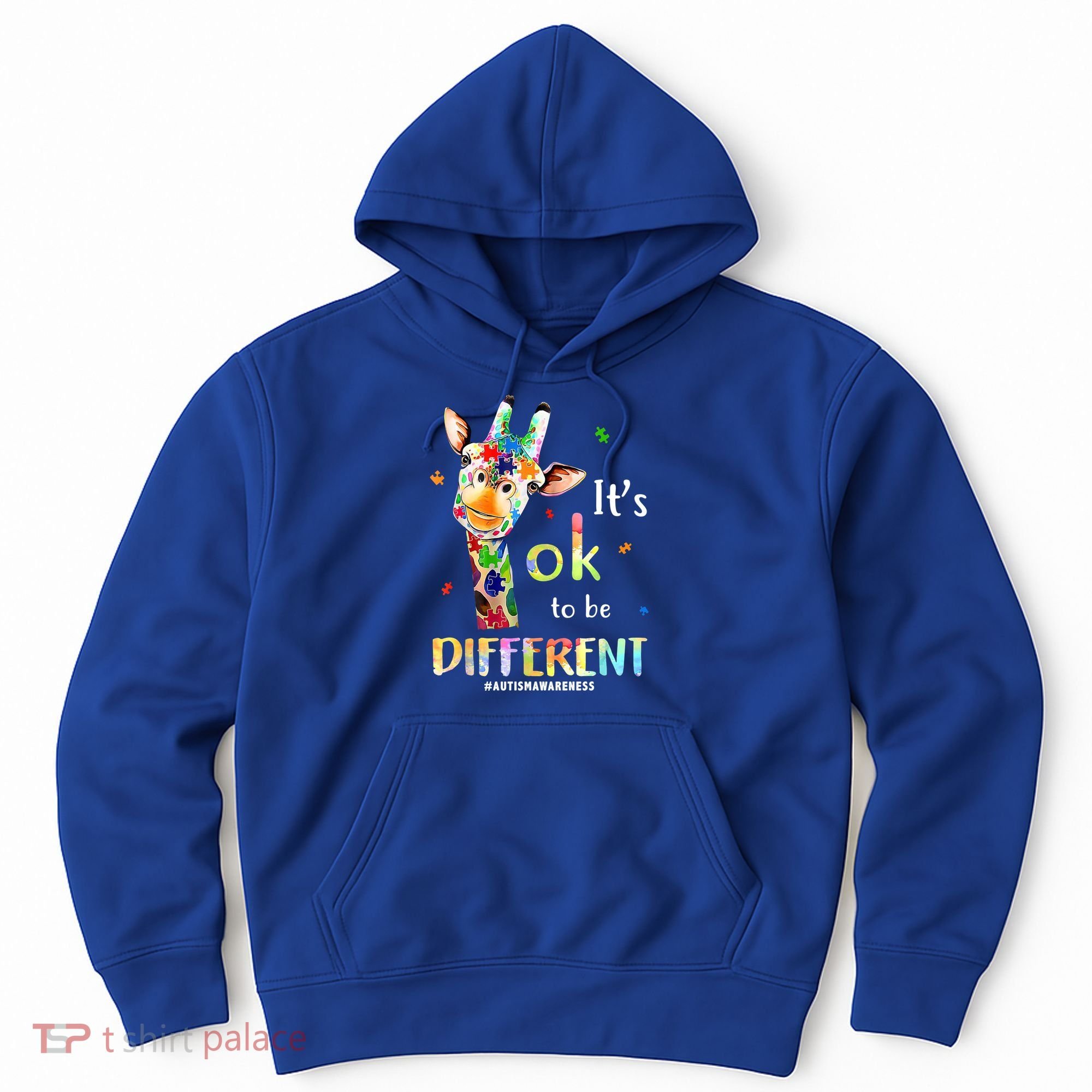 It's Ok To Be Different Autism Awareness Puzzle Giraffe Hoodie