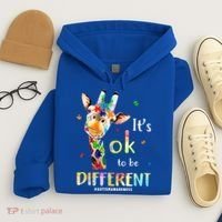 It's Ok To Be Different Autism Awareness Puzzle Giraffe Hoodie thumb 4
