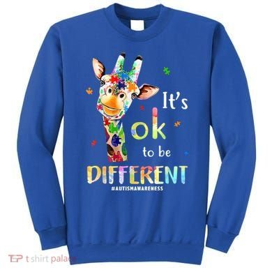 It's Ok To Be Different Autism Awareness Puzzle Giraffe Sweatshirt