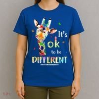 It's Ok To Be Different Autism Awareness Puzzle Giraffe T-Shirt thumb 4