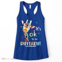 It's Ok To Be Different Autism Awareness Puzzle Giraffe Women's Tank Top thumb 0
