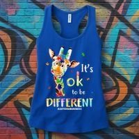 It's Ok To Be Different Autism Awareness Puzzle Giraffe Women's Tank Top thumb 3