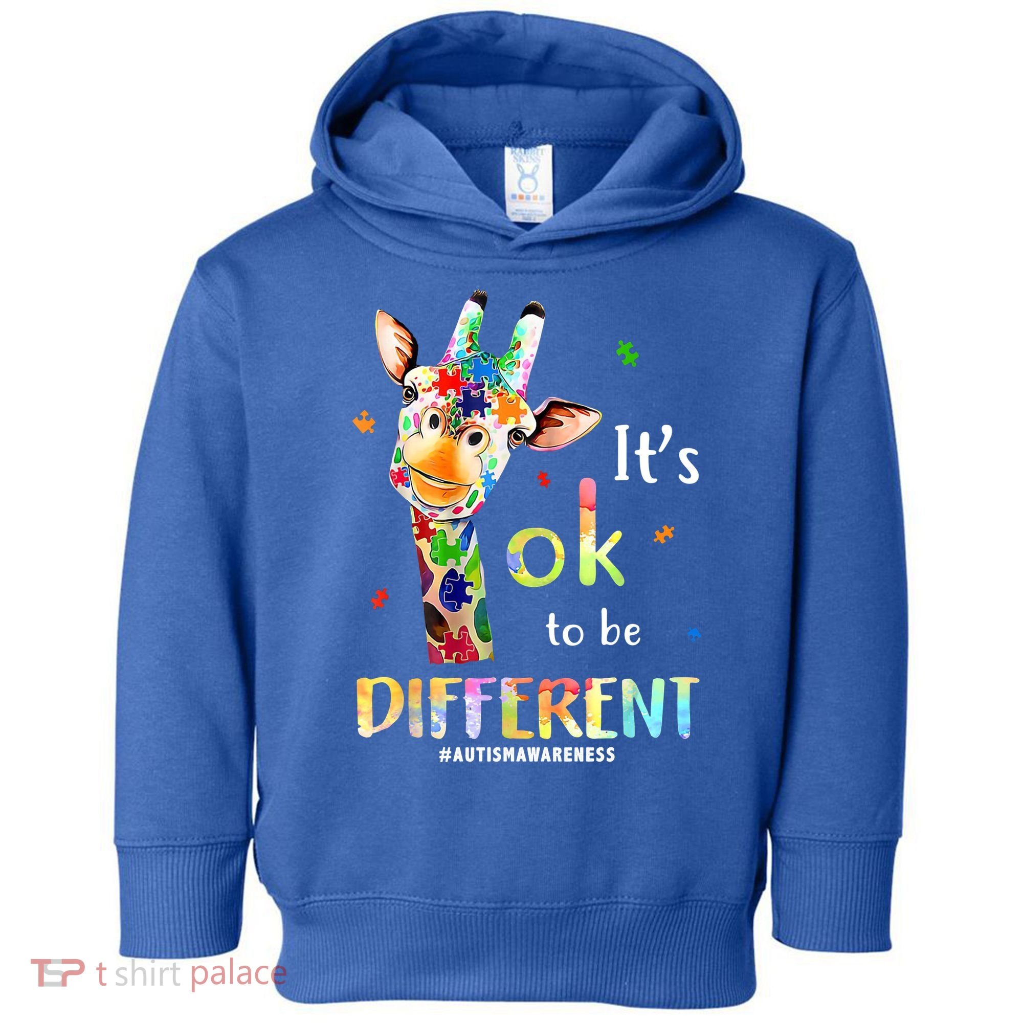 It's Ok To Be Different Autism Awareness Puzzle Giraffe Toddler Hoodie