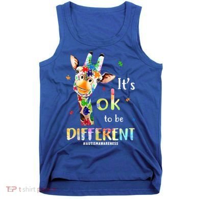 It's Ok To Be Different Autism Awareness Puzzle Giraffe Tank Top