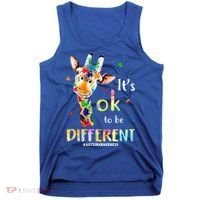 It's Ok To Be Different Autism Awareness Puzzle Giraffe Tank Top thumb 0