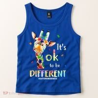 It's Ok To Be Different Autism Awareness Puzzle Giraffe Tank Top thumb 2