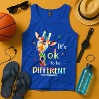 It's Ok To Be Different Autism Awareness Puzzle Giraffe Tank Top thumb 4