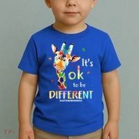 It's Ok To Be Different Autism Awareness Puzzle Giraffe Toddler T-Shirt thumb 2