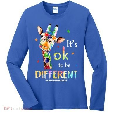It's Ok To Be Different Autism Awareness Puzzle Giraffe Women's Long Sleeve Shirt