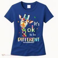 It's Ok To Be Different Autism Awareness Puzzle Giraffe Women's T-Shirt thumb 0